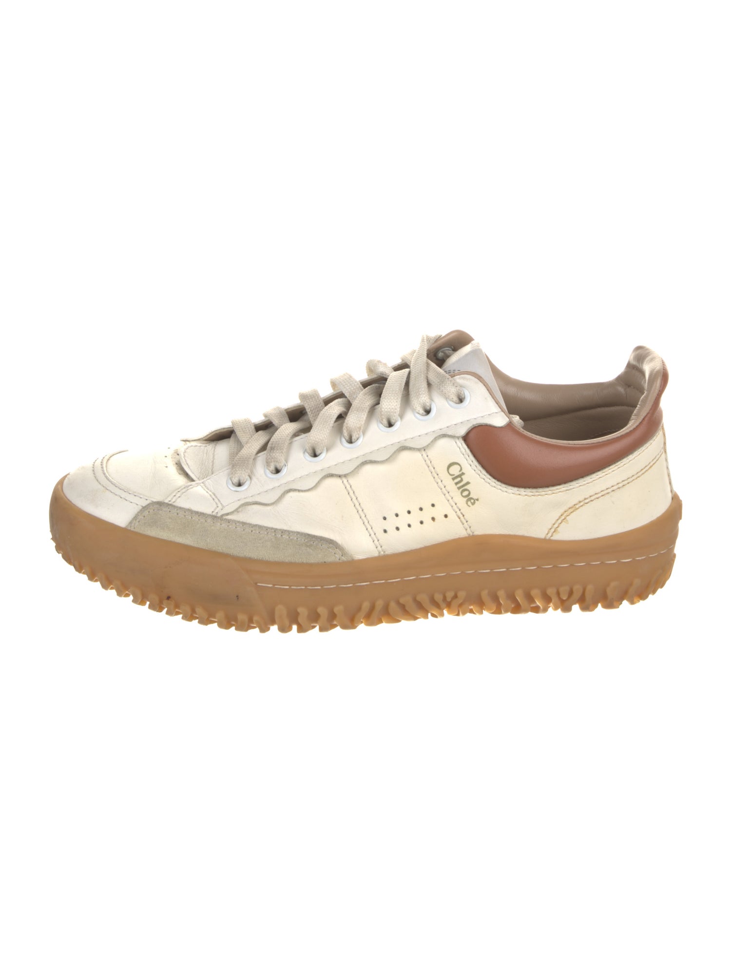 Chloé Leather Scalloped Accent Sneakers