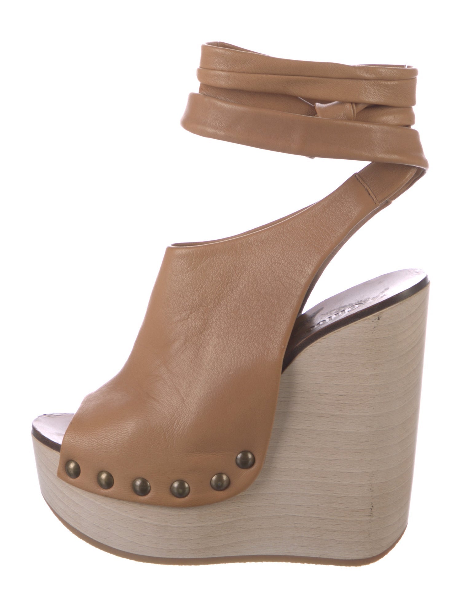 Chloé Leather Studded Accents Slingback Pumps