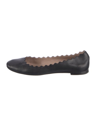 Chloé Leather Scalloped Accent Ballet Flats