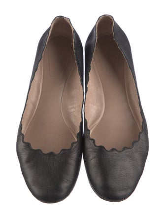 Chloé Leather Scalloped Accent Ballet Flats