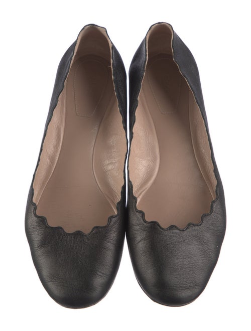 Chloé Leather Scalloped Accent Ballet Flats