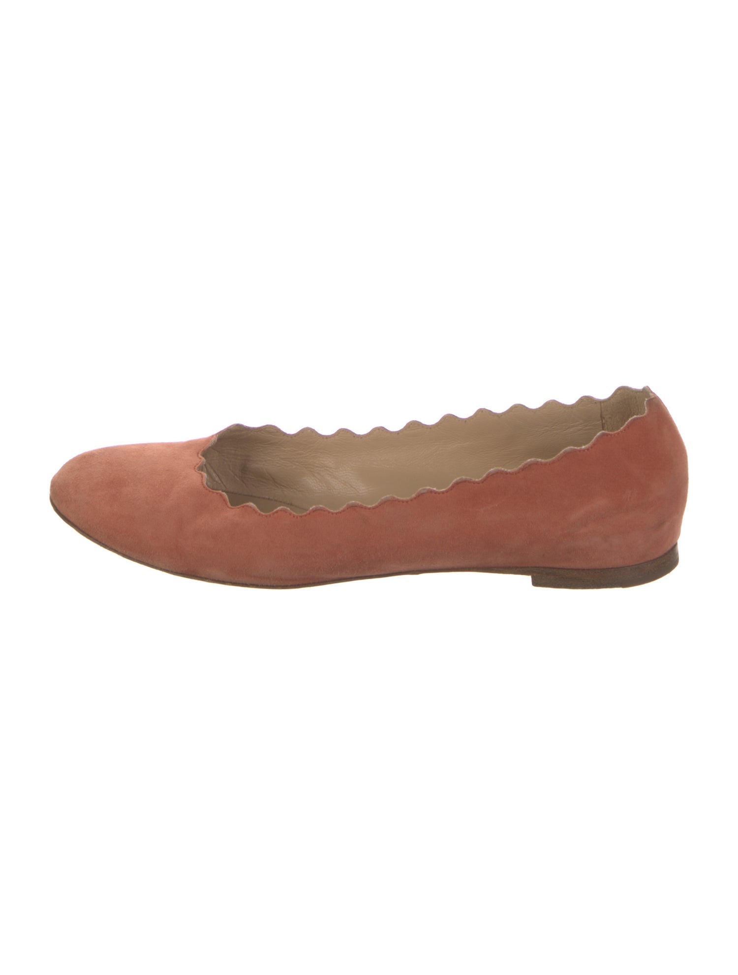 Chloé Suede Scalloped Accent Ballet Flats