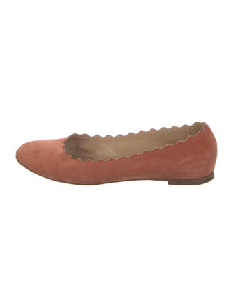 Chloé Suede Scalloped Accent Ballet Flats