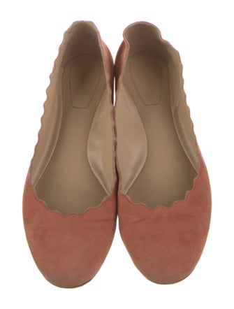Chloé Suede Scalloped Accent Ballet Flats