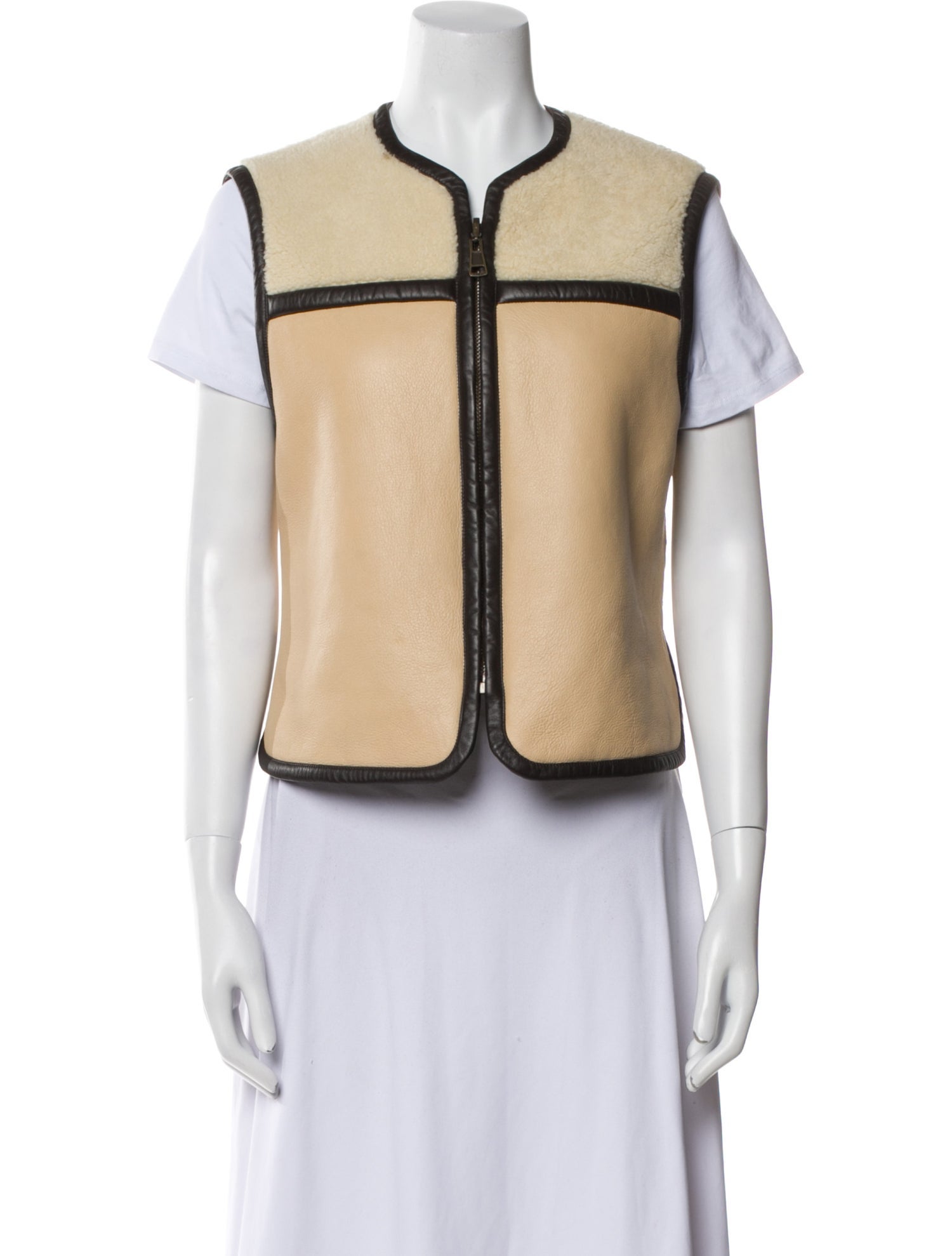 Chloé Leather Colorblock Pattern Vest
