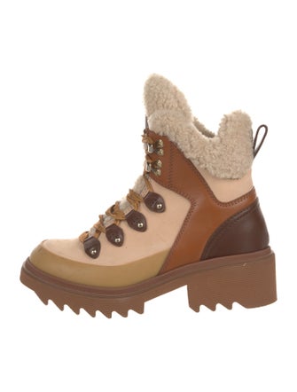 Chloé Leather Colorblock Pattern Combat Boots