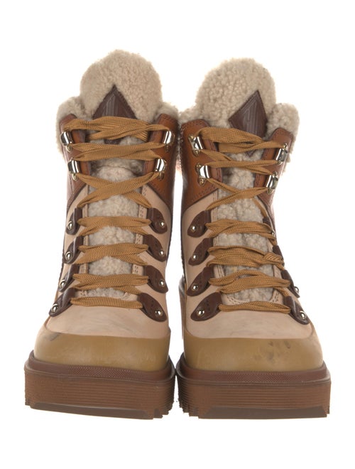 Chloé Leather Colorblock Pattern Combat Boots