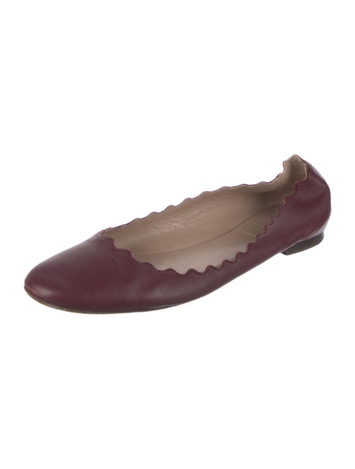 Chloé Leather Scalloped Accent Ballet Flats