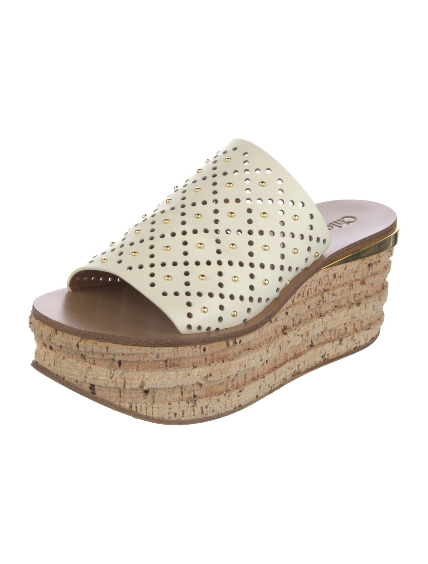 Chloé Leather Cutout Accent Slides