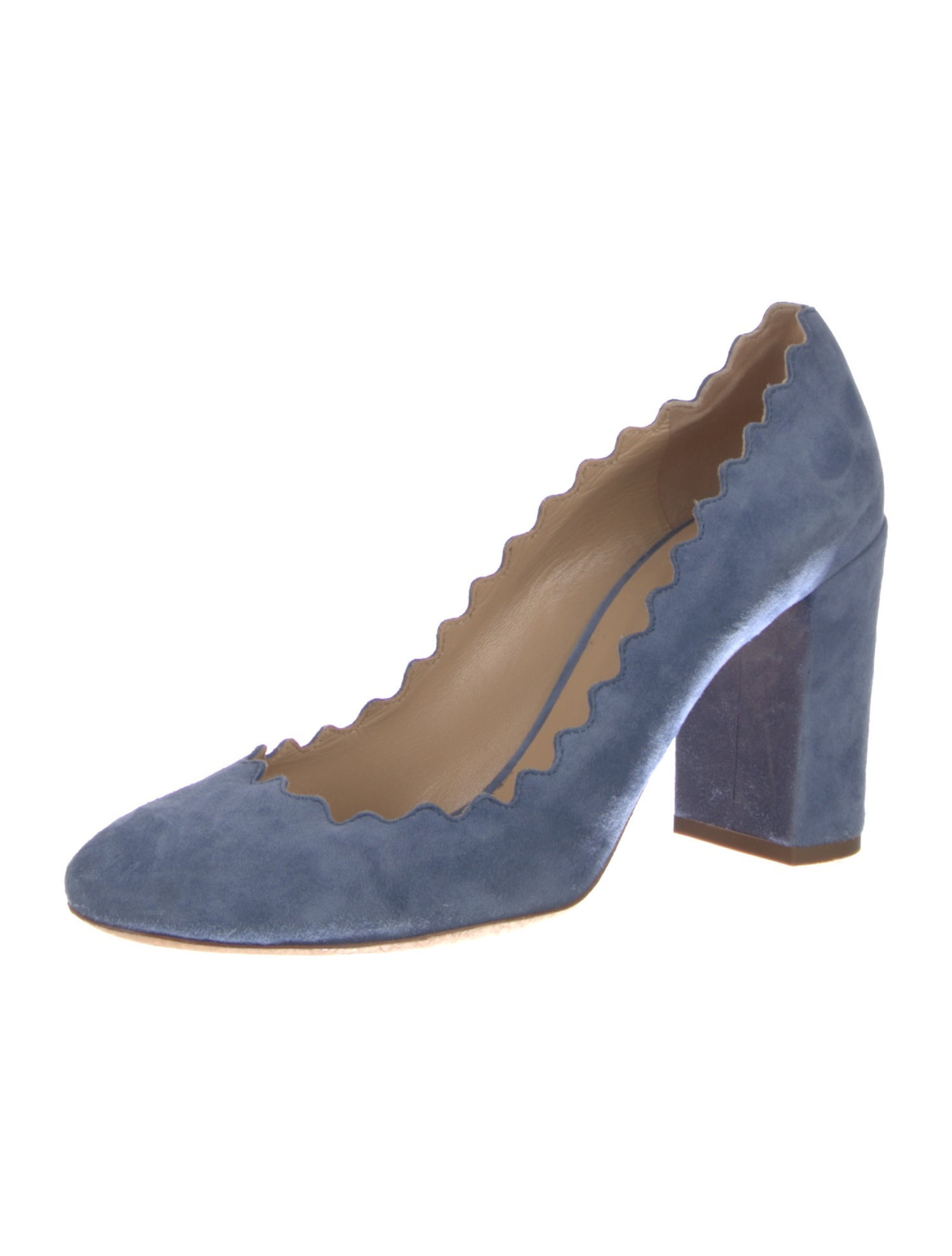 Chloé Suede Scalloped Accent Pumps