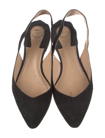 Chloé Suede Scalloped Accent Slingback Flats