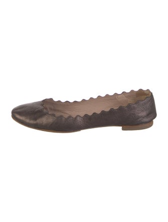 Chloé Leather Scalloped Accent Ballet Flats