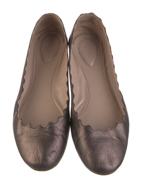 Chloé Leather Scalloped Accent Ballet Flats