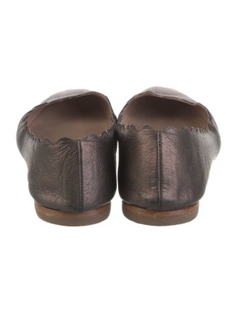 Chloé Leather Scalloped Accent Ballet Flats
