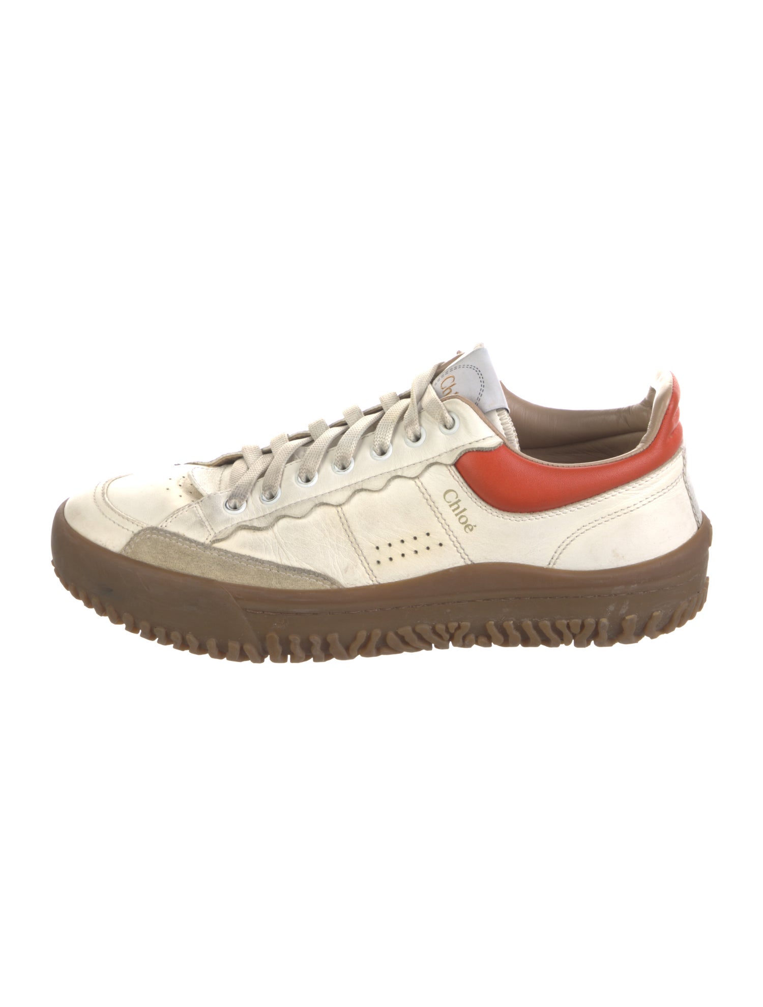 Chloé Leather Colorblock Pattern Sneakers