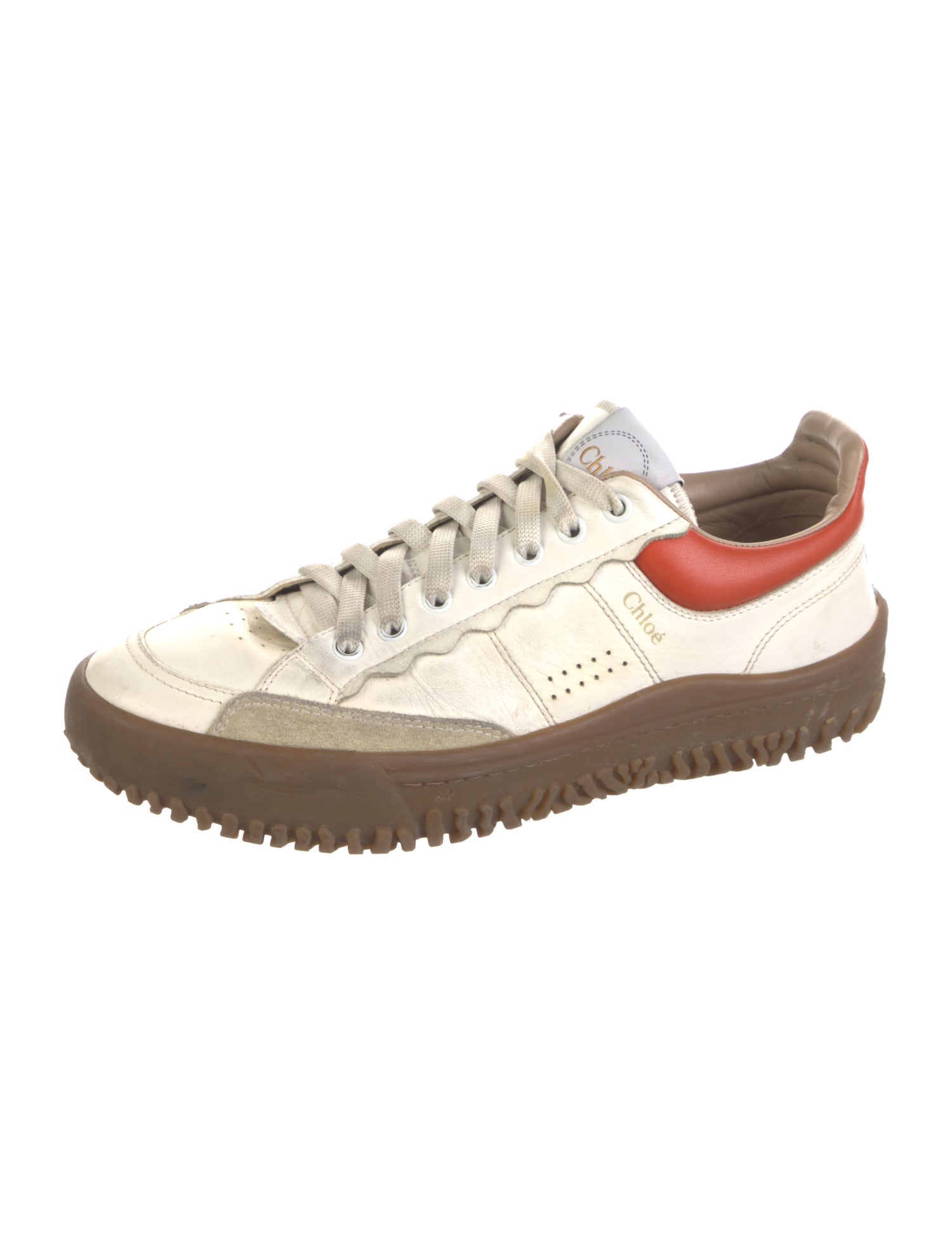 Chloé Leather Colorblock Pattern Sneakers