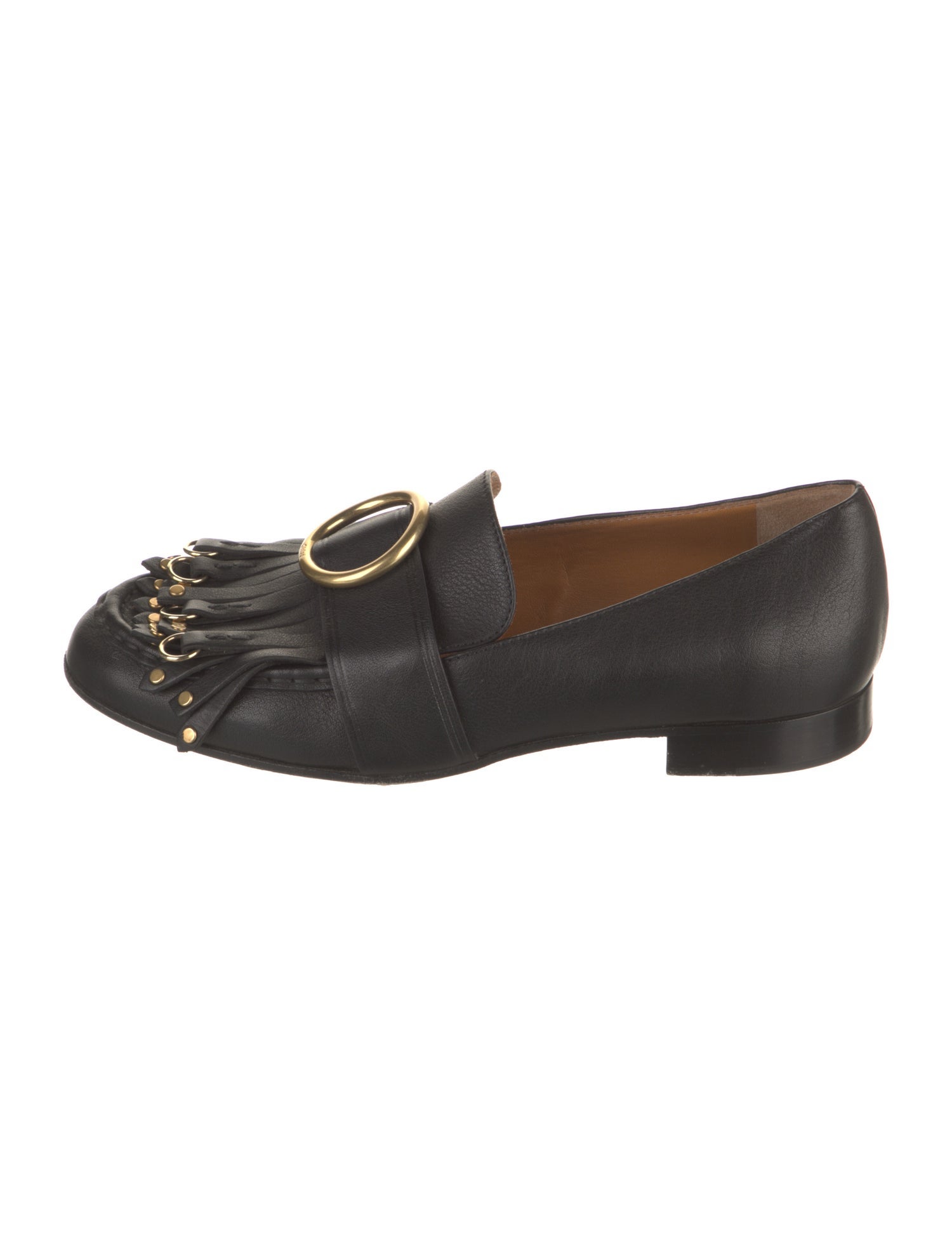 Chloé Leather Studded Accents Loafers