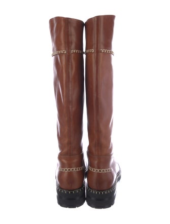 Chloé Leather Whipstitch Trim Riding Boots