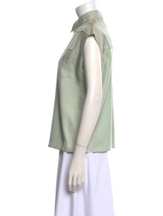 Chloé Silk Short Sleeve Button-Up Top