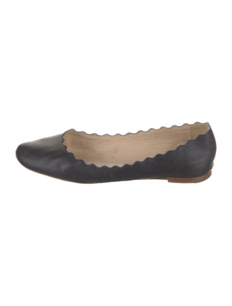 Chloé Leather Scalloped Accent Ballet Flats