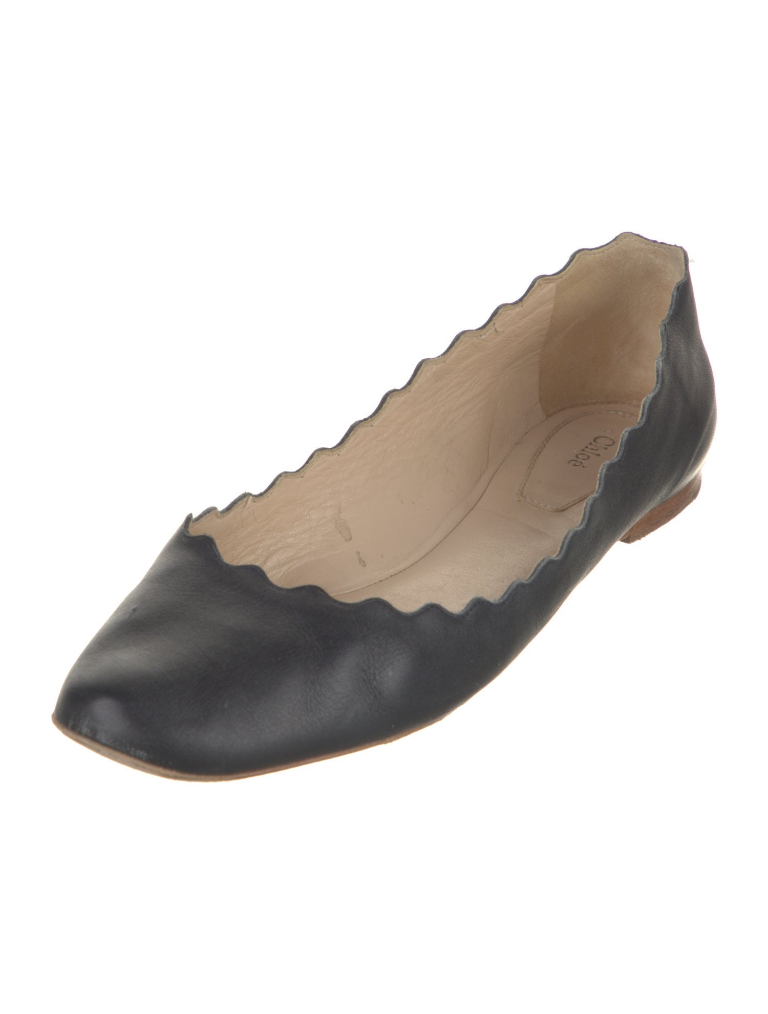 Chloé Leather Scalloped Accent Ballet Flats