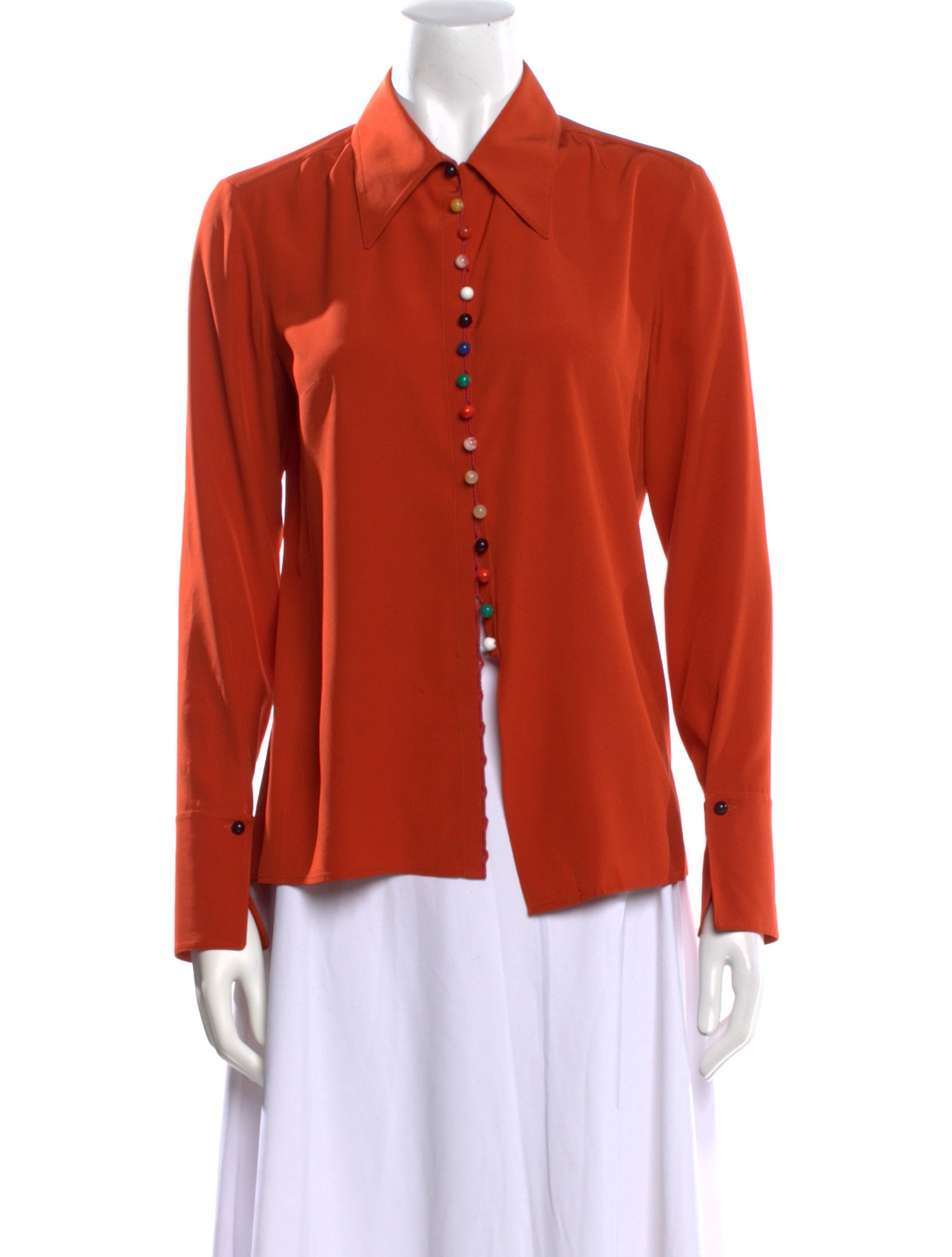 Chloé Silk Long Sleeve Button-Up Top
