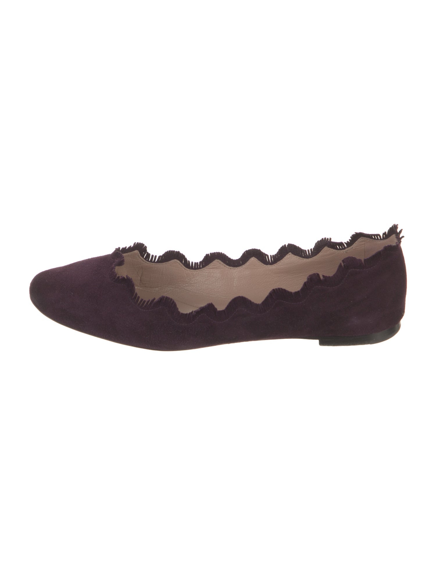 Chloé Suede Scalloped Accent Ballet Flats