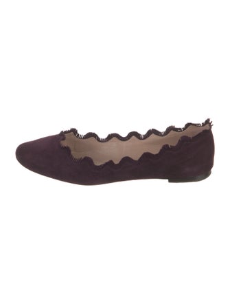 Chloé Suede Scalloped Accent Ballet Flats