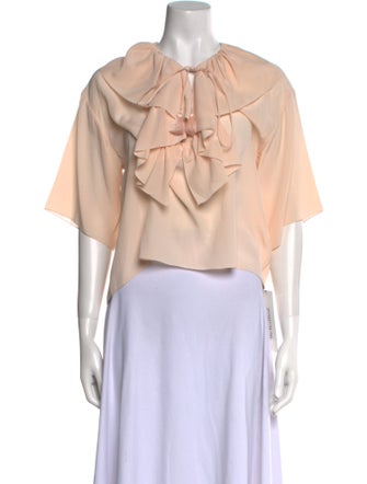 Chloé Silk Tie Neck Crop Top