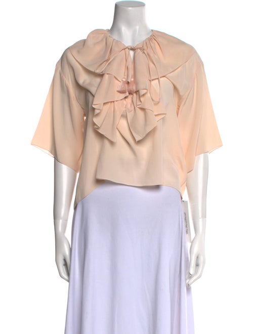 Chloé Silk Tie Neck Crop Top