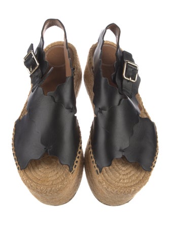 Chloé Leather Scalloped Accent Espadrilles