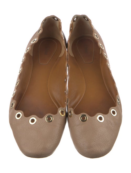 Chloé Leather Scalloped Accent Ballet Flats