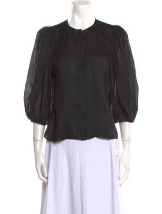 Chloé Silk Crew Neck Button-Up Top