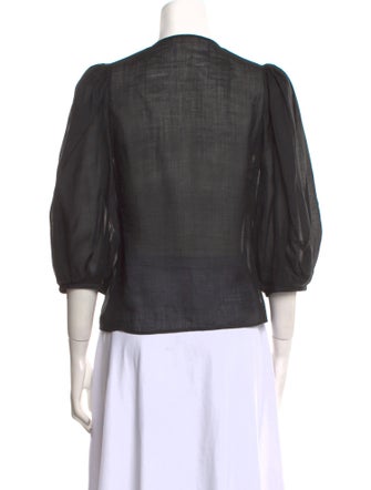 Chloé Silk Crew Neck Button-Up Top
