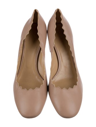 Chloé Leather Scalloped Accent Pumps