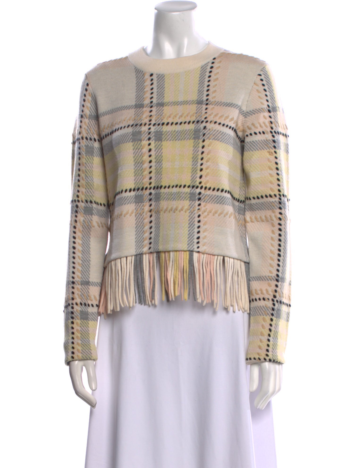 Chloé Wool Plaid Print Sweater