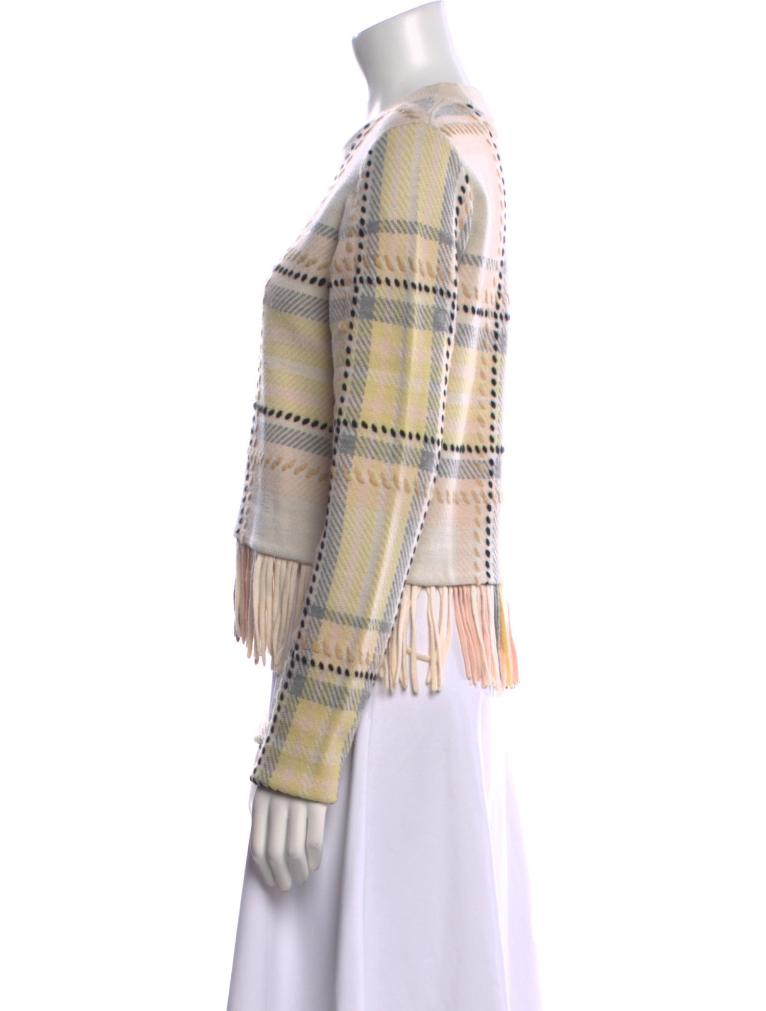 Chloé Wool Plaid Print Sweater