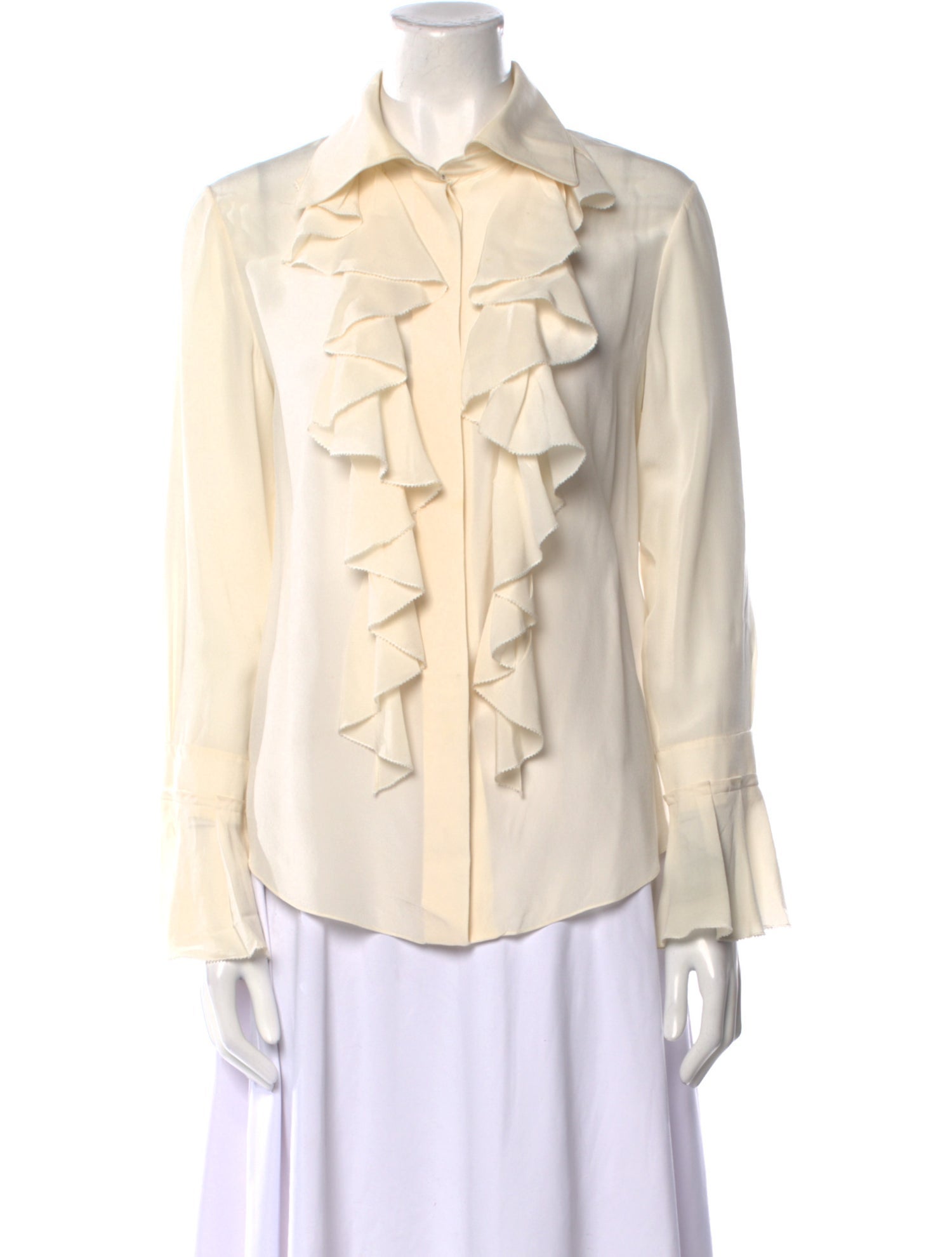 Chloé Silk Long Sleeve Button-Up Top