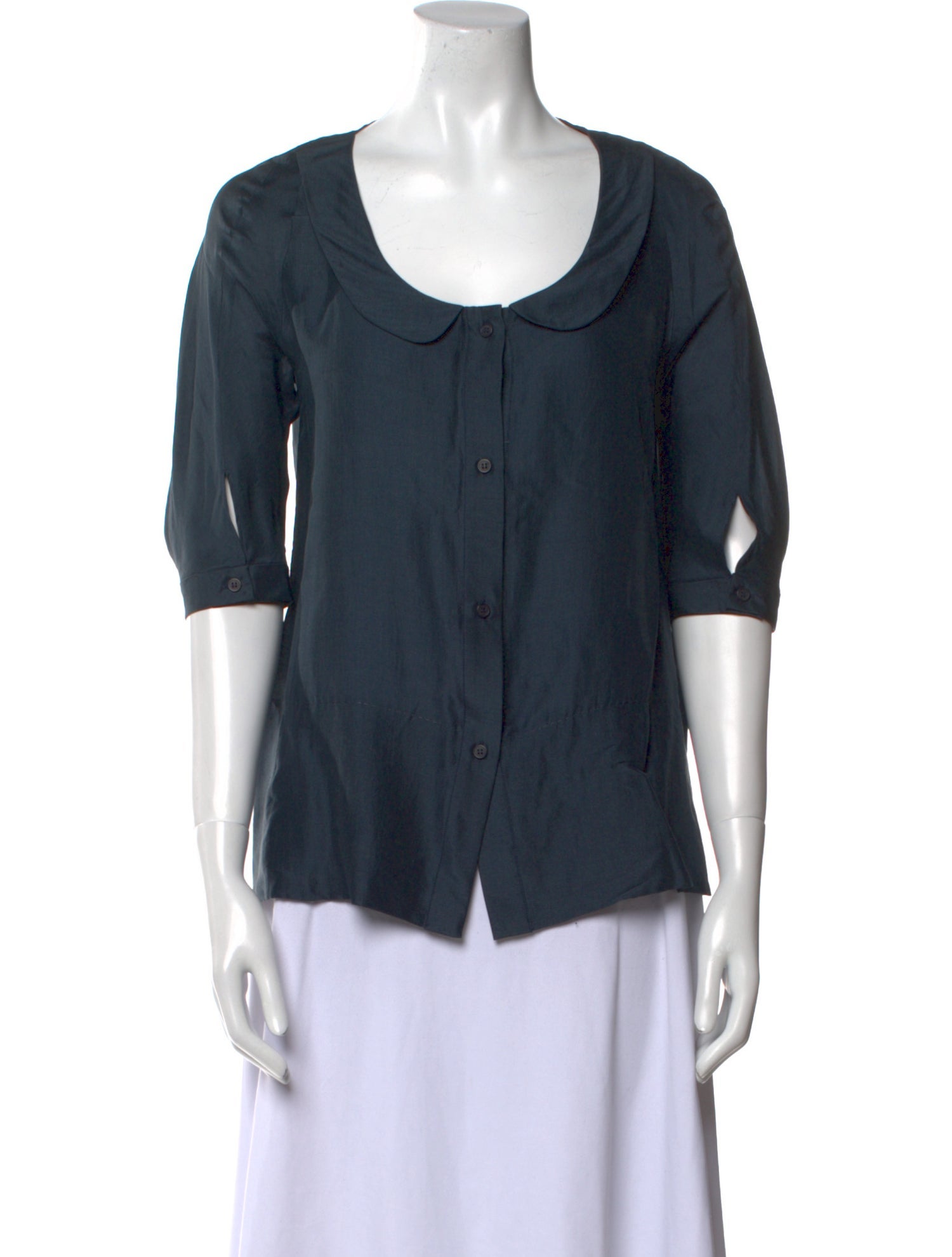 Chloé Silk Scoop Neck Button-Up Top