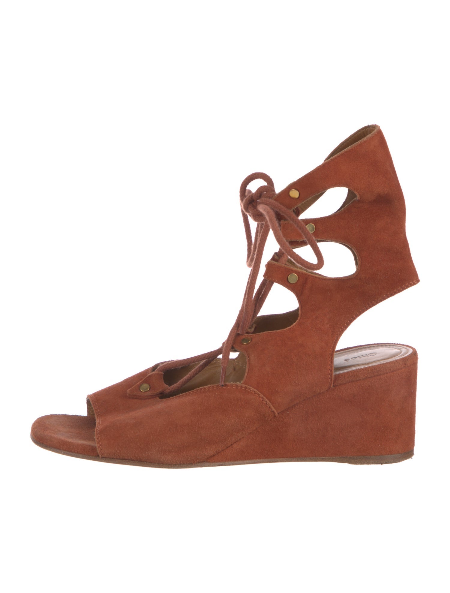 Chloé Suede Cutout Accent Gladiator Sandals