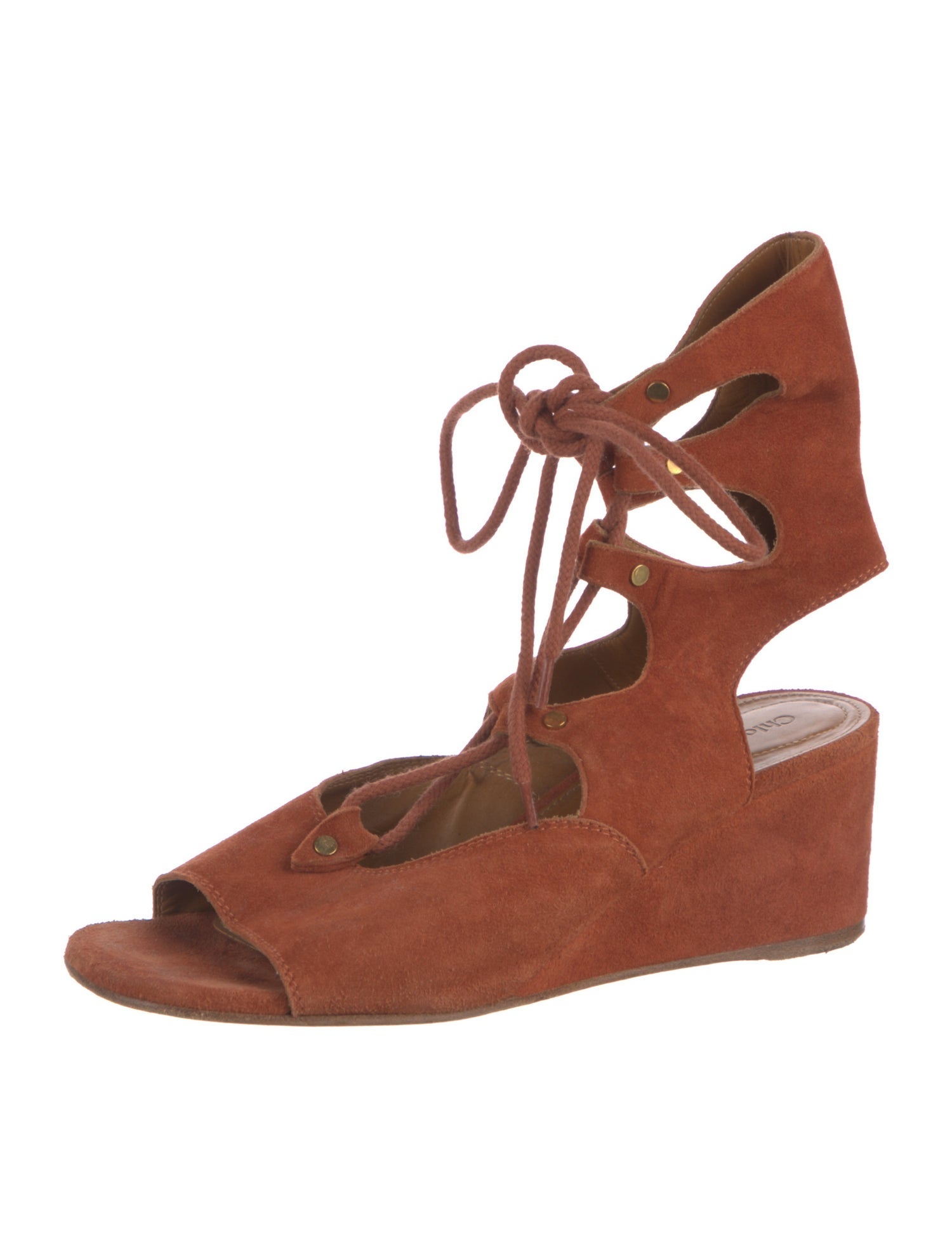 Chloé Suede Cutout Accent Gladiator Sandals