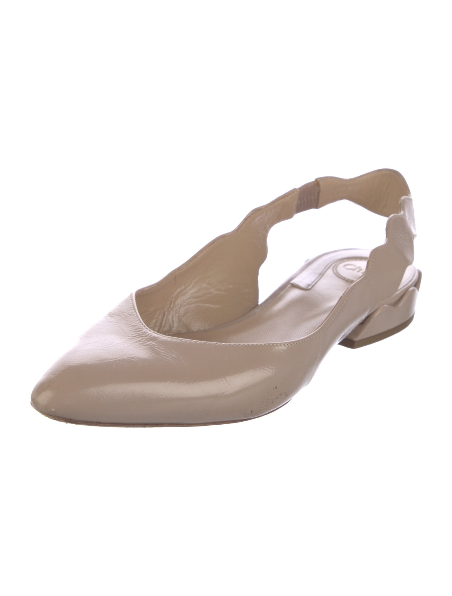 Chloé Patent Leather Scalloped Accent Slingback Flats