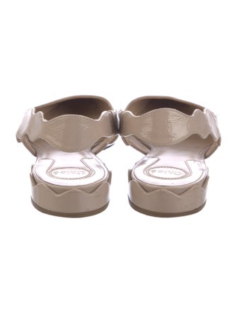 Chloé Patent Leather Scalloped Accent Slingback Flats