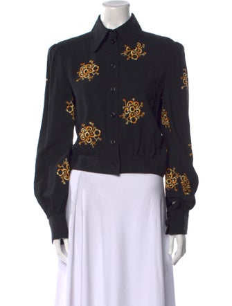 Chloé Floral Print Long Sleeve Button-Up Top