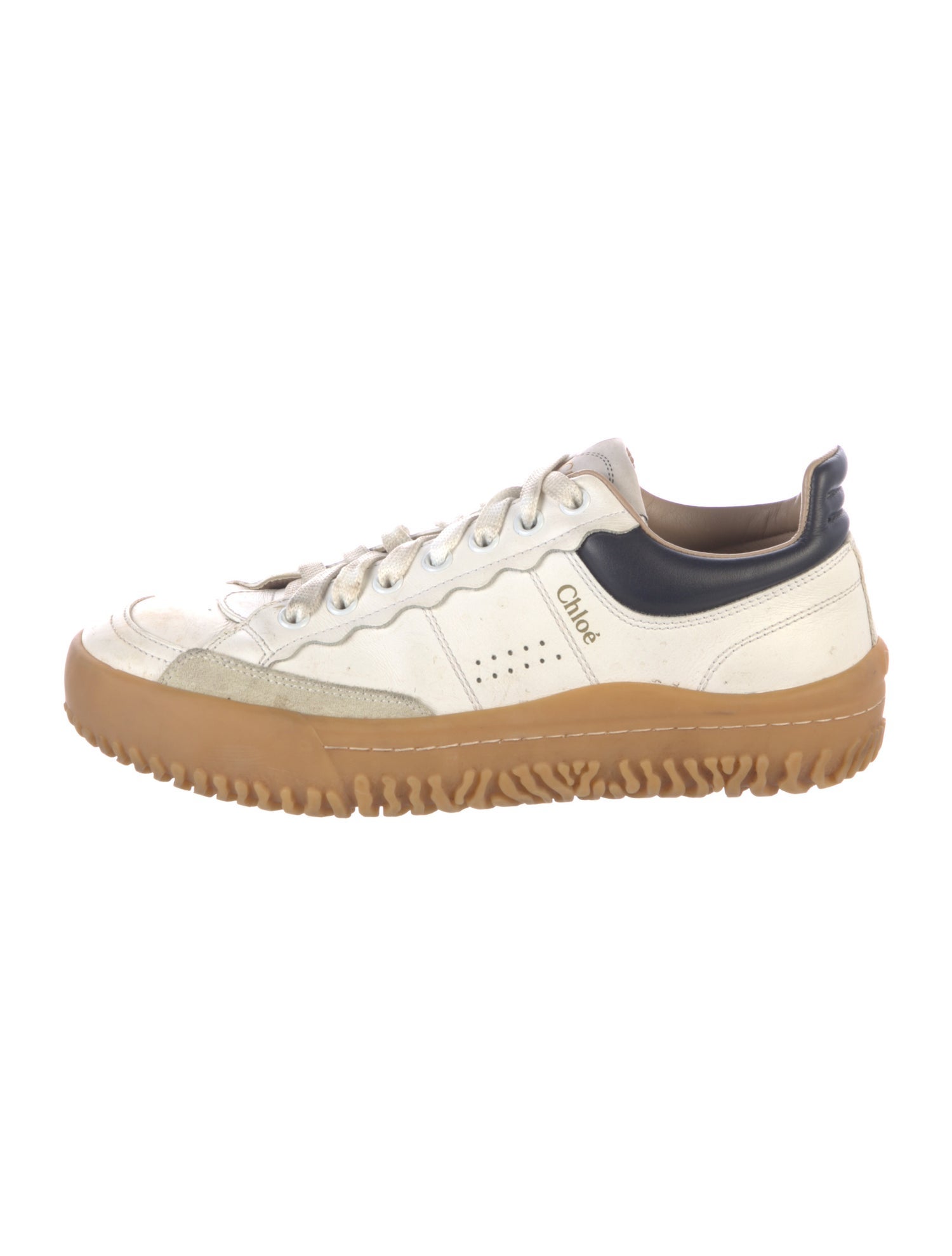 Chloé Leather Colorblock Pattern Sneakers