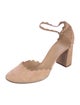 Chloé Suede Scalloped Accent D'Orsay Pumps
