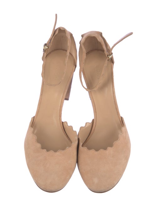 Chloé Suede Scalloped Accent D'Orsay Pumps