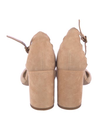 Chloé Suede Scalloped Accent D'Orsay Pumps