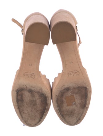 Chloé Suede Scalloped Accent D'Orsay Pumps