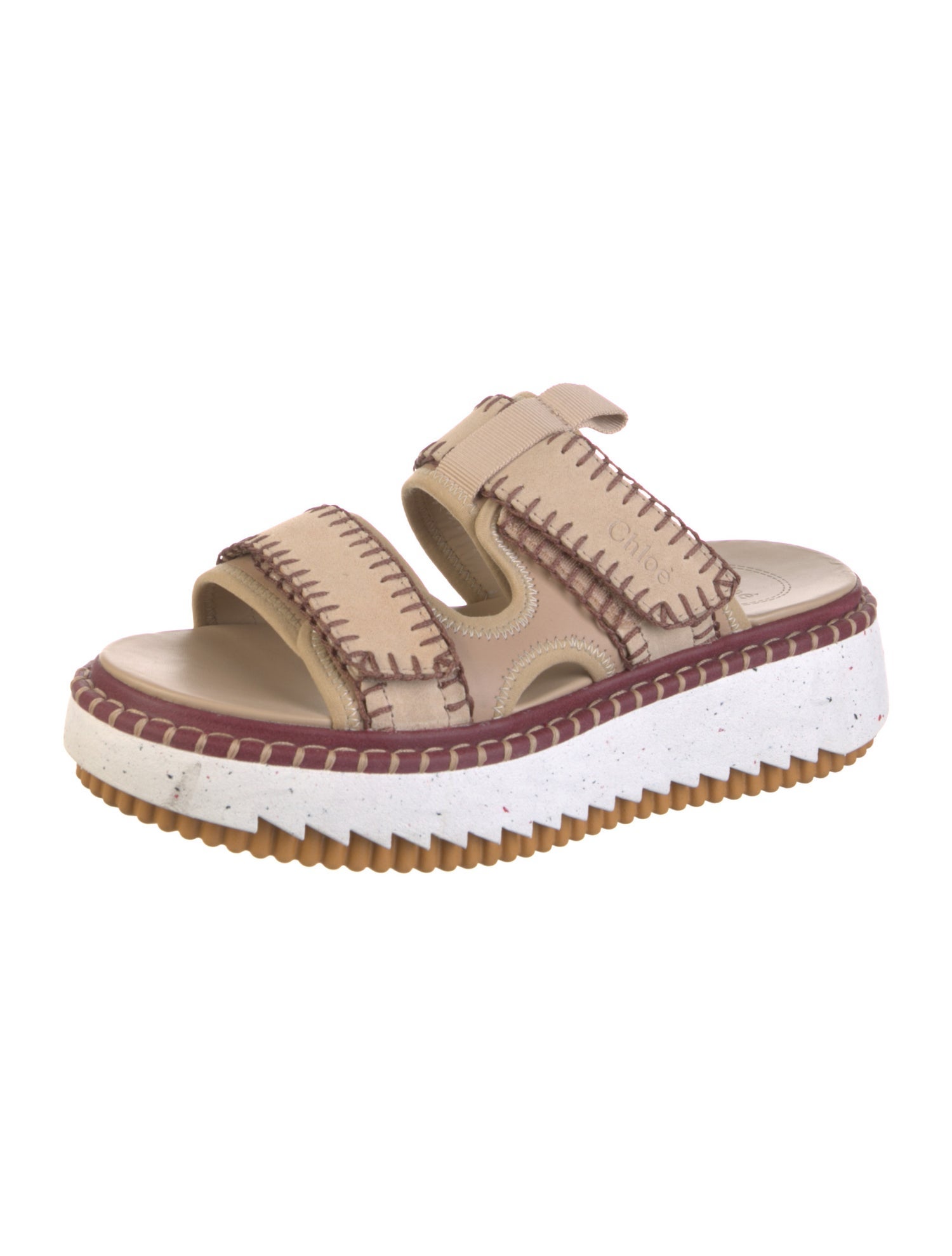 Chloé Leather Whipstitch Trim Slides